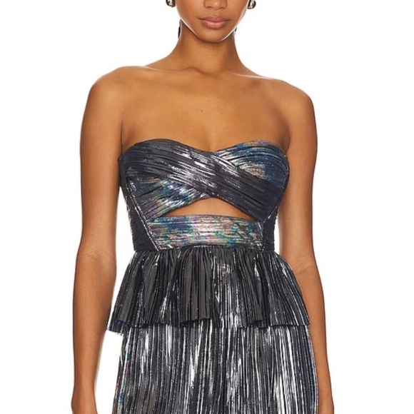 Free People Sabina Musáyev‎ Burnished Metal Pleated Laminate Dark Silver Set XL - Picture 3 of 16